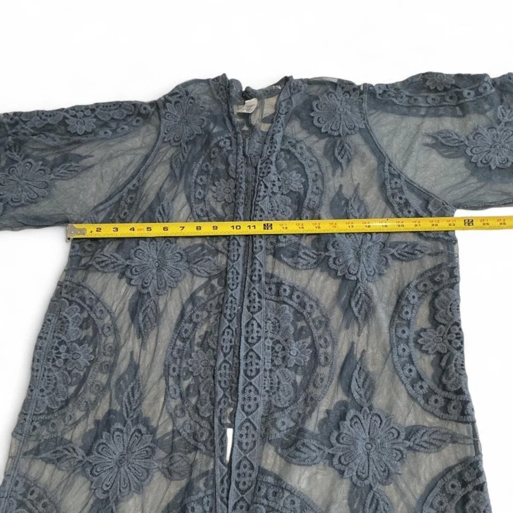 Unbranded Kimono Cardigan Women XXL-XXXL Blue Excellent‎ Boho Floral Mesh Lace